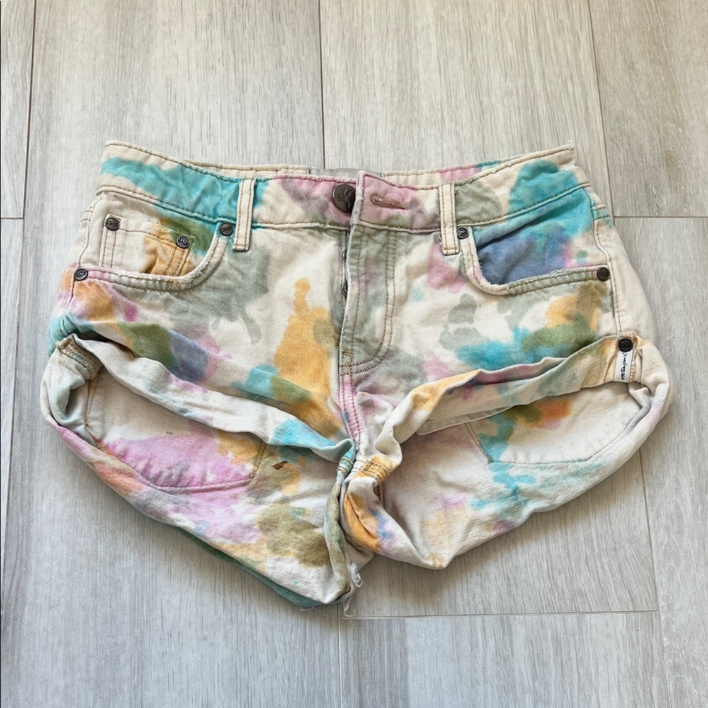 One Teaspoon Multicolor Tie-Dye Jean Shorts